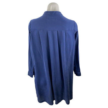 Michael Kors Women's Blue Long Sleeve Button Front Pleated Mini Shirt Dress 0