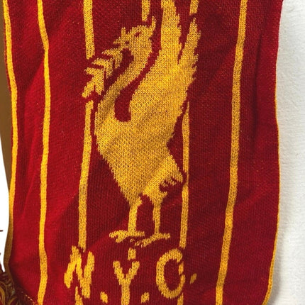 Global Scarves Carragher's NYC Soccer Red Yellow Fringe Knit Shawl Wrap Scarf OS