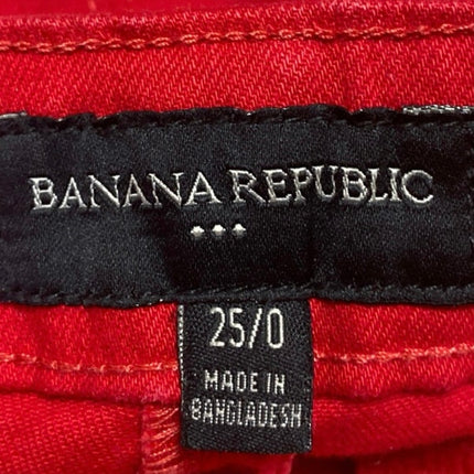 Banana Republic Women's Red Mid Rise Button Pockets Zipper Cuffed Mini Shorts 25