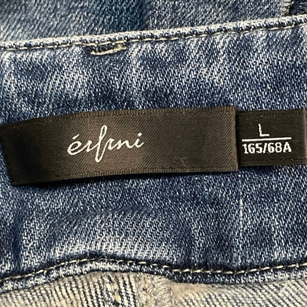 Erfini Womens Blue Medium Wash High Waisted Tapered Leg Denim Jeans Pants Size L