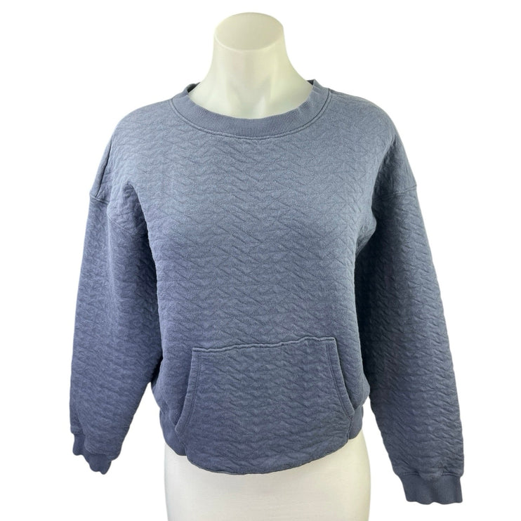 All In Motion Blue Crew Neck Quilted Crew Neck Pullover Sweatshirt Top Size S