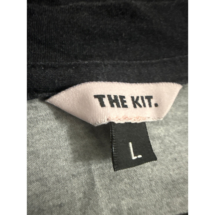 The Kit JLR Sketchbook Black Slim Graphic Art Long Sleeve Crop T Shirt Tee L