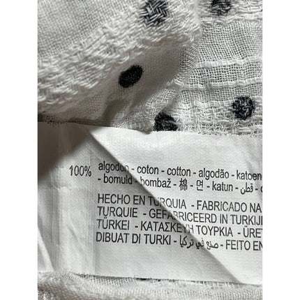 Zara Women's White Polka Dots Balloon Long Sleeve Tie High Neck Blouse Top Sz L