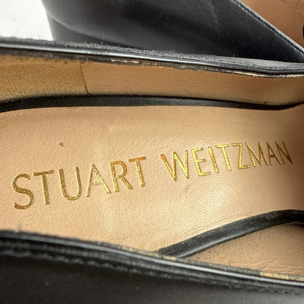 Stuart Weitzman Riela 50 Women's Black Leather Block Heels Slip On Pumps Sz 8.5