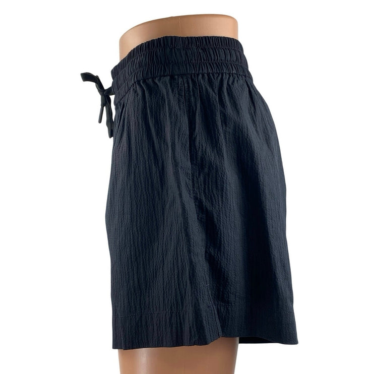 NEW Everlane The Seersucker Women's Black High Waisted Boxer Athletic Shorts S