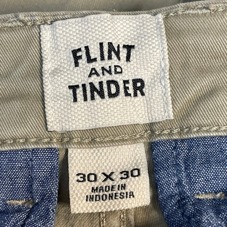 Flint and Tinder Men's Gray Slim Fit Straight Leg Chino Khaki Trousers Pants 30