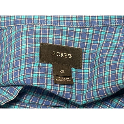 J.Crew Mens Blue Green Plaid Check Long Sleeve Button Up Dress Shirt Top Size XS