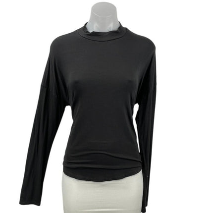 Madewell Womens Black Long Sleeve Mock Neck Basic Stretch T Shirt Tee Top Size S