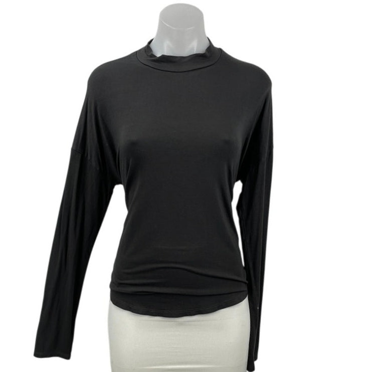 Madewell Womens Black Long Sleeve Mock Neck Basic Stretch T Shirt Tee Top Size S