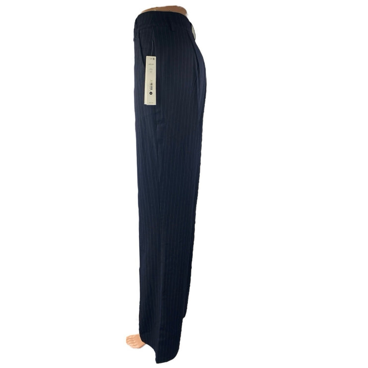 NEW Aqua Navy Blue Pinstripe High Rise Flare Bootcut Trousers Dress Pants Sz XS
