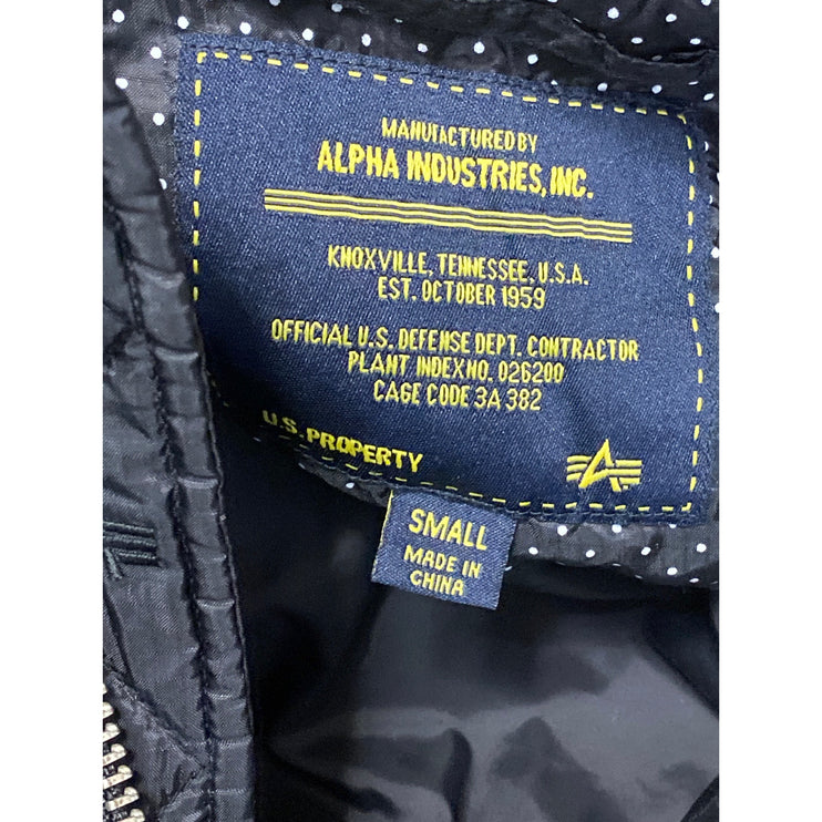 Alpha Industries MA-1 Diamond Black Quilted Long Sleeve Bomber Coat Jacket Sz S