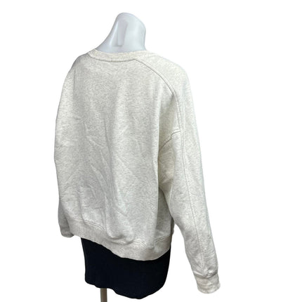 Old Navy Womens White Cream Fleece Lace Up Long Sleeve Pullover Sweatshirt Sz L