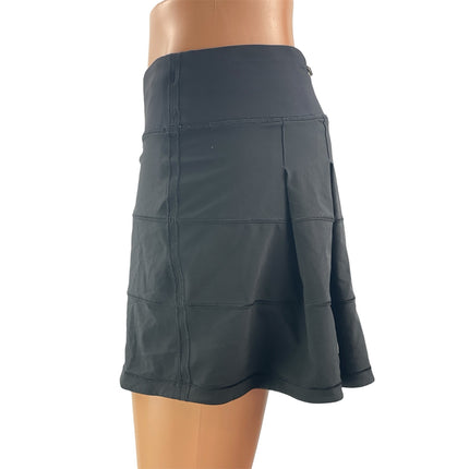 Lululemon Pace Rival Womens Black Tiered Athletic Built In Shorts Skort Skirts 4