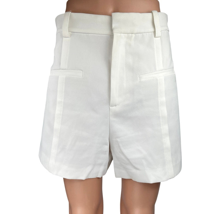 Zara Women's White Wide Leg High Waisted Zipper Casual Dress Shorts Size M