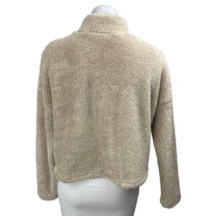LNA Women's Beige Long Sleeve 1/4 Zip Fleece Turtleneck Teddy Sweater Top Sz XS