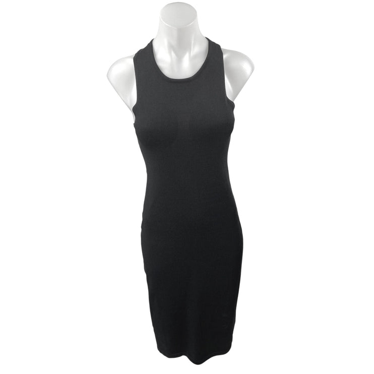 Miaou Women's Black Sleeveless Racerback Cutout Back Midi Tank Bodycon Dress M