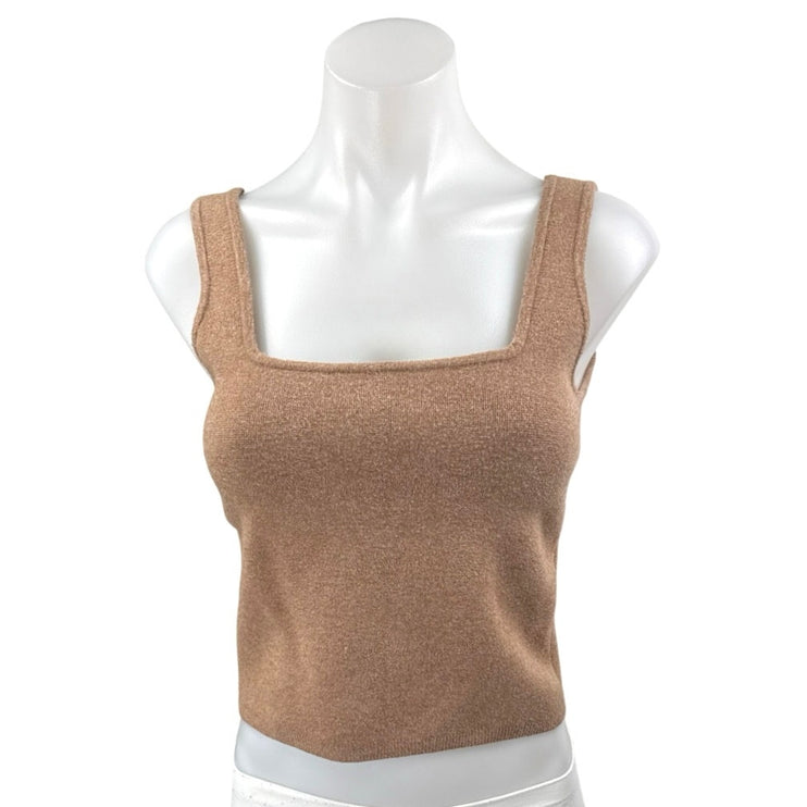 Abercrombie & Fitch Tan Sleeveless Knit Square Neck Cropped Tank Top Size M