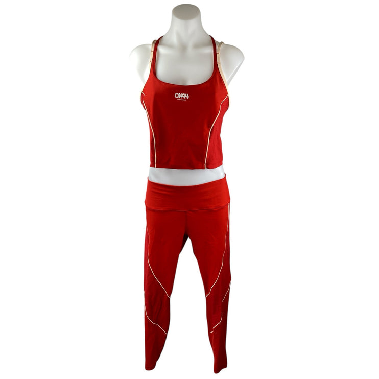 Old Navy Active Powersoft Red Athletic Activewear Tank & Skinny Pants Set Size L