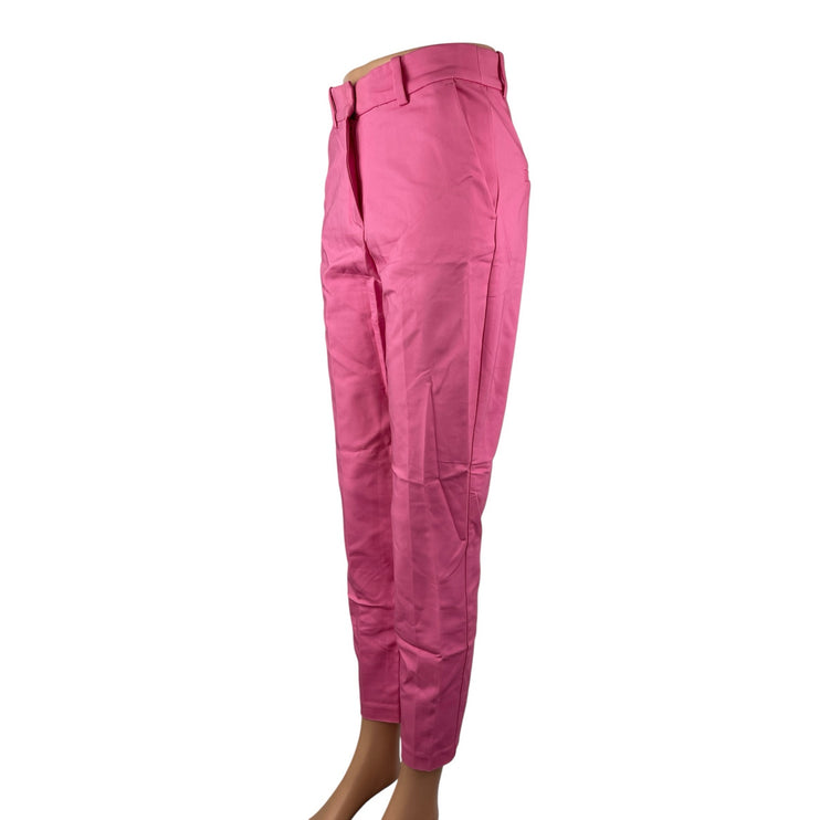 H&M Women's Pink High Rise Elastic Waist Slim Straight Trousers Pants Size 4