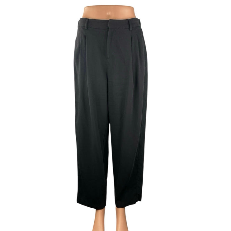 Urban Outfitters Women's Black High Rise Wide Leg Pleated Trousers Pants Size M