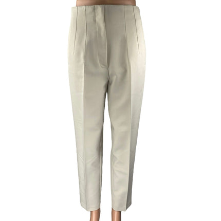 Zara Women's Beige Khaki Chino Pleated High Rise Trousers Dress Pants Size M