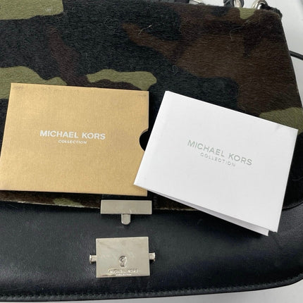 Michael Kors Mia Green Camo Calf Hair Shoulder Crossbody Satchel Handbag OS