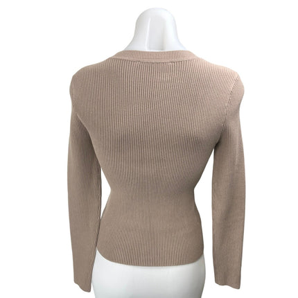 Abercrombie & Fitch Brown Tan Rib Knit Long Sleeve Pullover Sweater Shirt Top XS