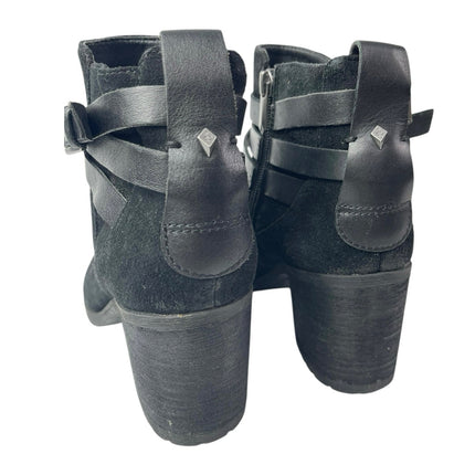 Sam Edelman Hannah Black Suede Leather Strap Almond Toe Chelsea Ankle Boots 8.5