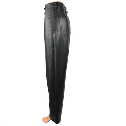 Aritzia Wilfred Women's Black Faux Vegan Leather High Waist Straight Pants Sz 10