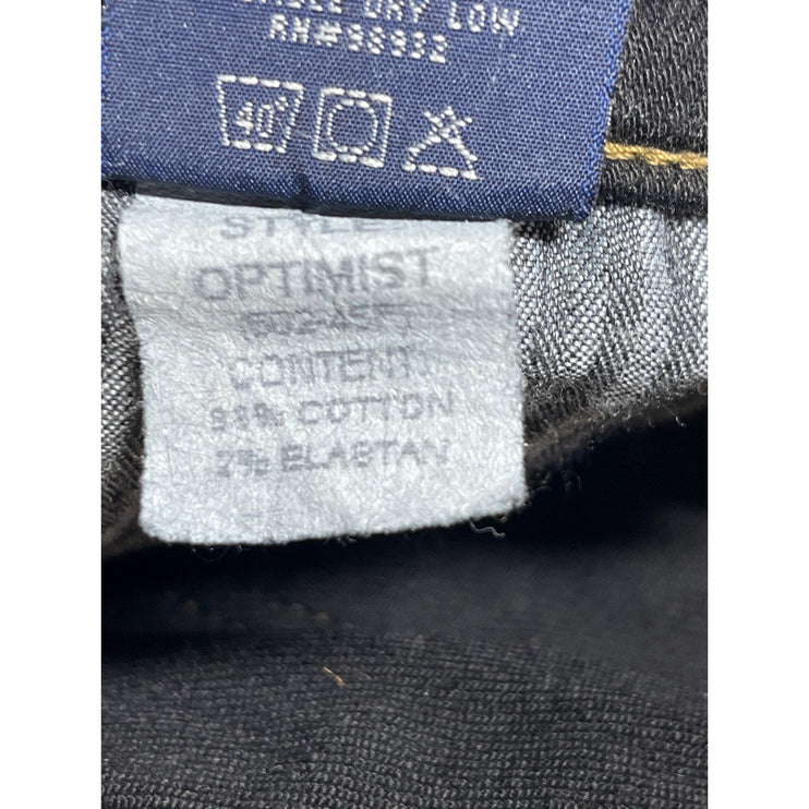 Principle Denim Innovators Black Fringe Raw Hem Mid Rise Straight Denim Jeans 27