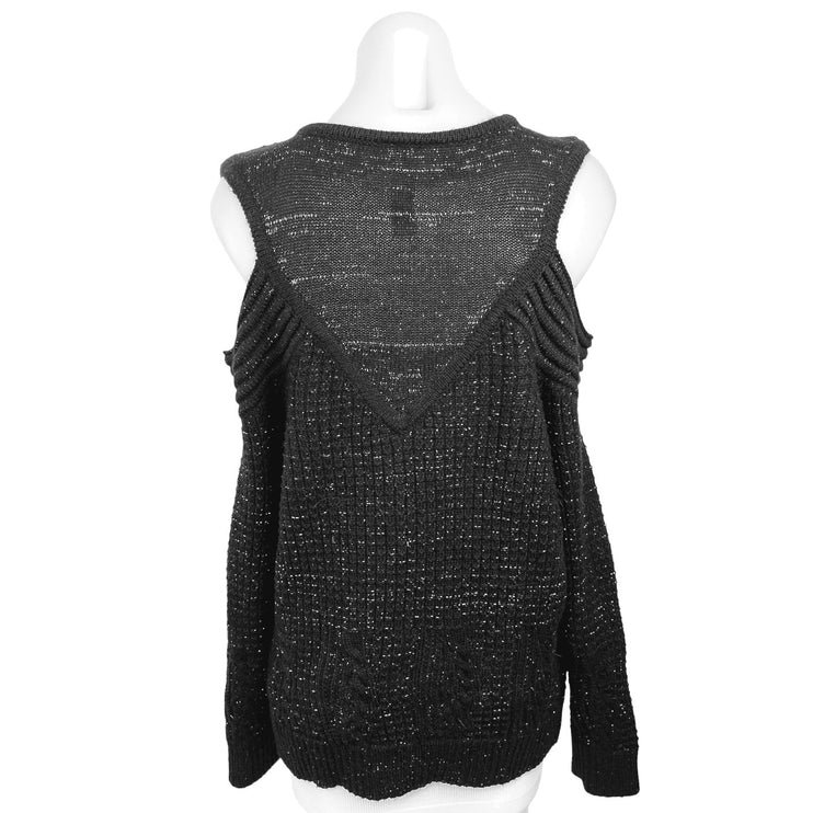 Y Yigal x Design Lab Black Cold Shoulder Round Neck Pullover Sweater Top Size M