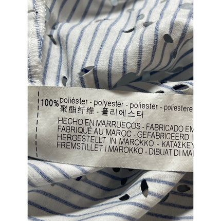 Zara Womens White Blue Striped Embroidered Eyelet Short Sleeve Blouse Top Size S