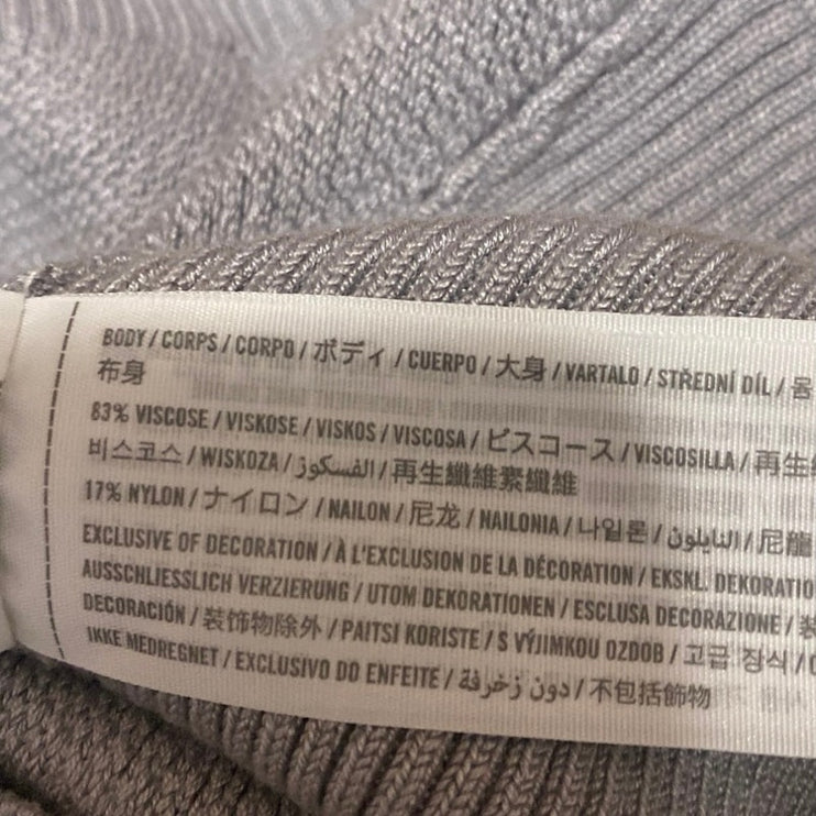 Abercrombie & Fitch Gray Rib Knit V-Neck Long Sleeve Sweater Bodysuit Top Sz XS