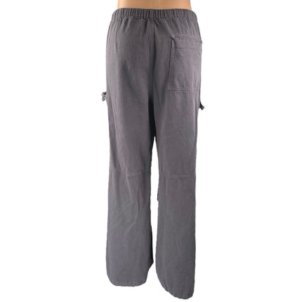 Bailey Rose Gray High Waist Straight Leg Drawstring Cargo Trousers Pants Size M