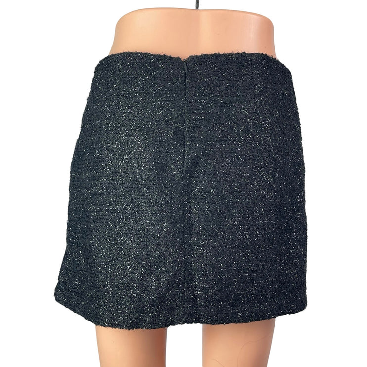 Forever 21 Women's Black Tweed Textured High Rise Slim Mini A-Line Skirt Size M