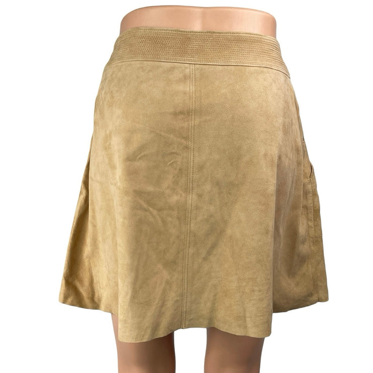 Joie Women's Brown Goat Suede Leather High Rise Mini Flare A-Line Skirt Size 8
