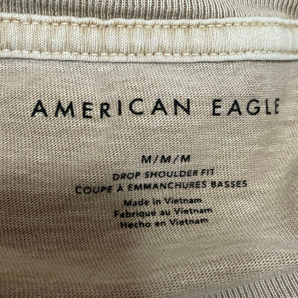 American Eagle Beige Long Sleeve Drop Shoulder Fit Crew Neck T Shirt Tee Top M