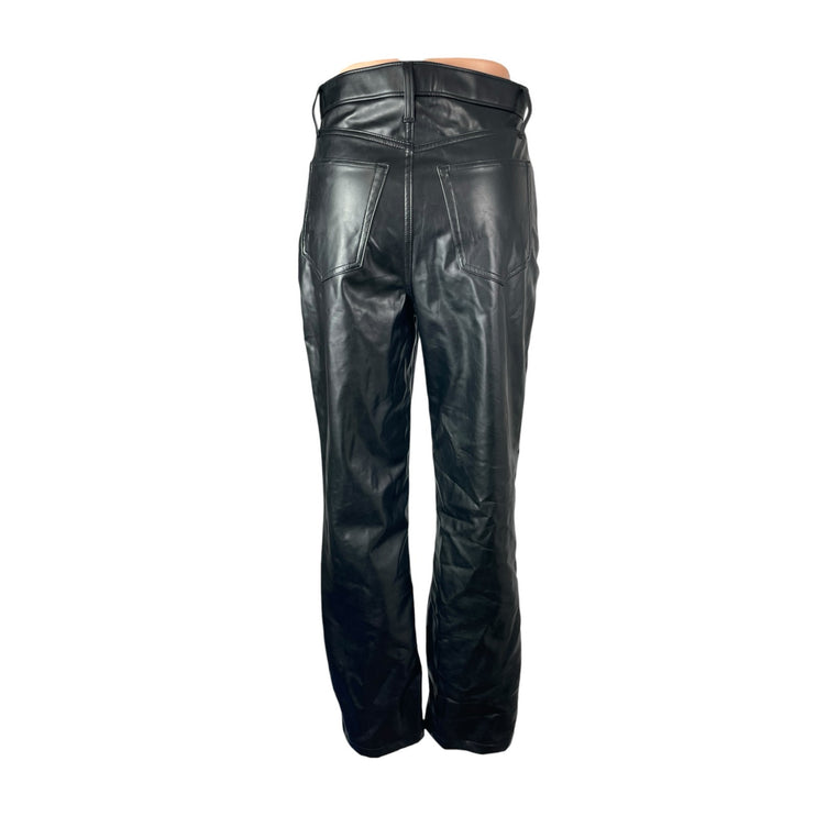 Abercrombie & Fitch Faux Vegan Leather High Rise Straight Trousers Dress Pants 4