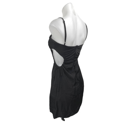 Princess Polly Black Lace Trim Ruched Cutout Sleeveless Cami Mini Tank Dress 2