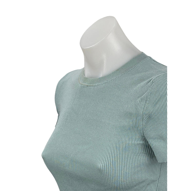 Aritzia Babaton Women's Sky Blue Short Sleeve Ribbed Knit T Shirt Tee Top Size S