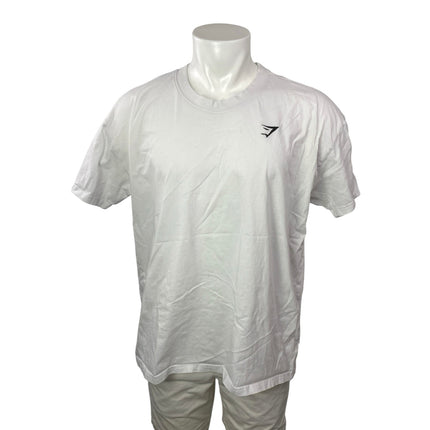 Gymshark Men's White Logo Short Sleeve Basic Crew Neck T Shirt Tee Top Size XXL