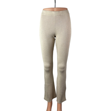 Pink Rose Women's Beige Skinny Flared Yoga Athletic Activewear Trousers Pants S