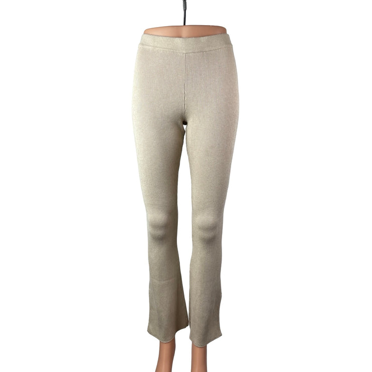 Pink Rose Women's Beige Skinny Flared Yoga Athletic Activewear Trousers Pants S