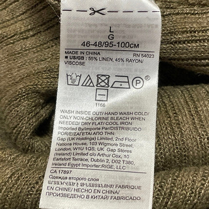 Banana Republic Olive Green Ribbed Knit Sleeveless Slit Midi Tank Dress Size L