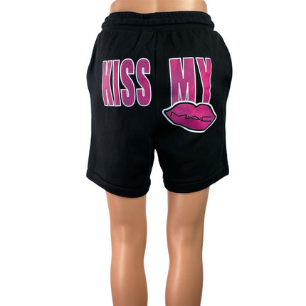 BELLA+CANVAS Women's Black Fleece Graphic Print Drawstring Casual Sweat Shorts S