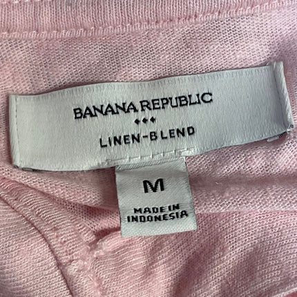 Banana Republic Men's Pink Linen Short Sleeve Golf Casual Polo Shirt Top Size M