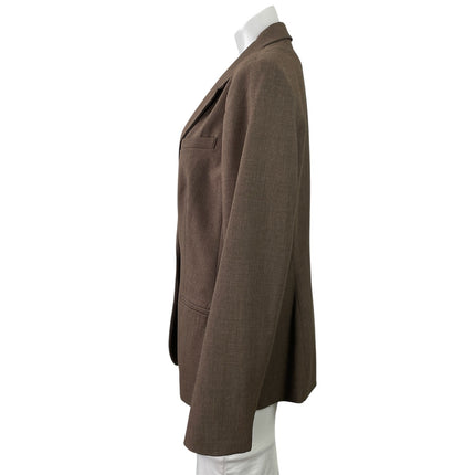 Calvin Klein Brown Long Sleeves Classic Single Button Blazer Coat Jacket Size 12