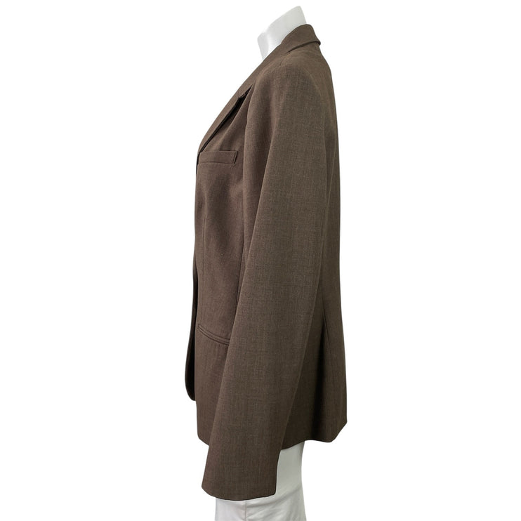 Calvin Klein Brown Long Sleeves Classic Single Button Blazer Coat Jacket Size 12