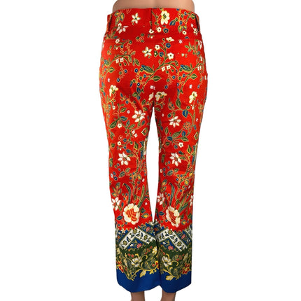 TORY BURCH Dayton Multicolor Samba Batik Flower Flared Crop Ankle Pant Size 29