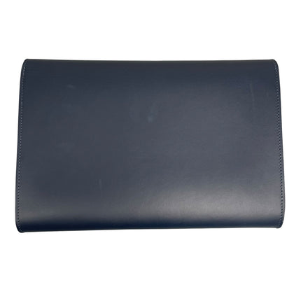 Mansur Gavriel Women Gray Blue Calf Leather Envelope Flat Clutch Pouch Purse Bag